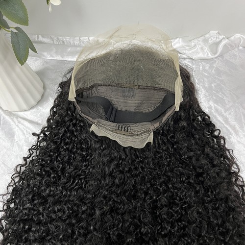 #1b Natural Black Double Drawn Pissy Curly 13x4 Transparent Lace Full Frontal Wig | Human Hair Wig | Lace Front